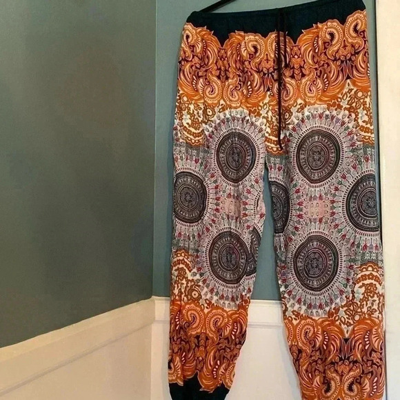 Women’s boho jogger printed pants - size medium(use measurements) - Picture 1 of 10